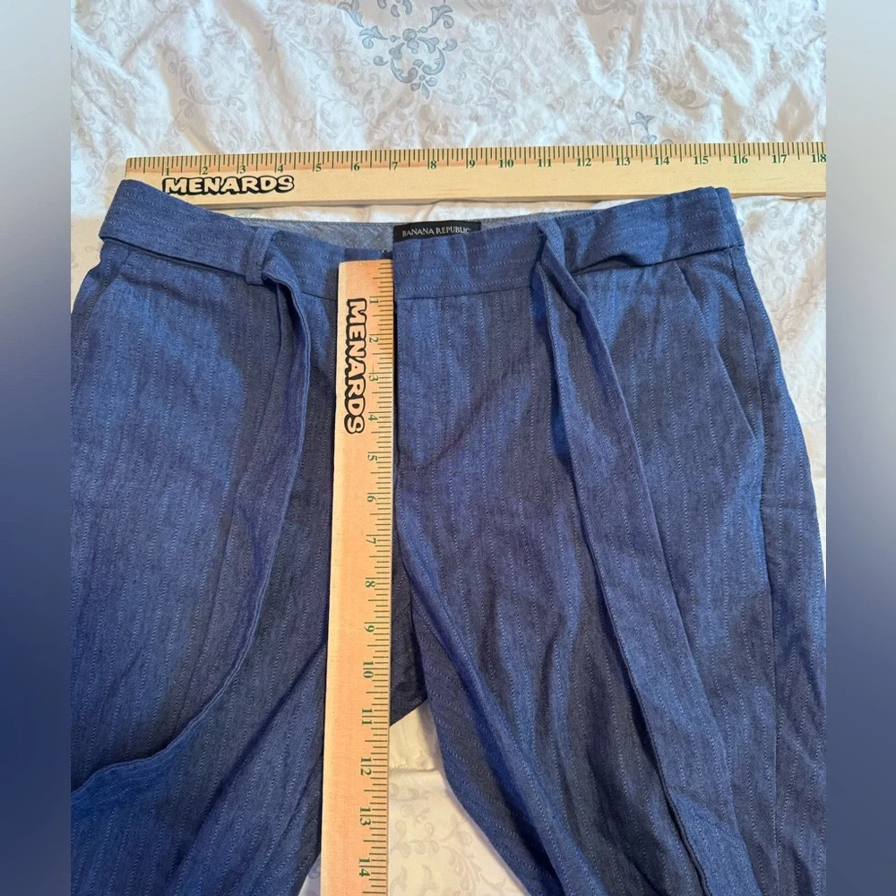 Banana Republic Avery Tie Waist Linen Blend Ankle Pant‎ Blue Size 4